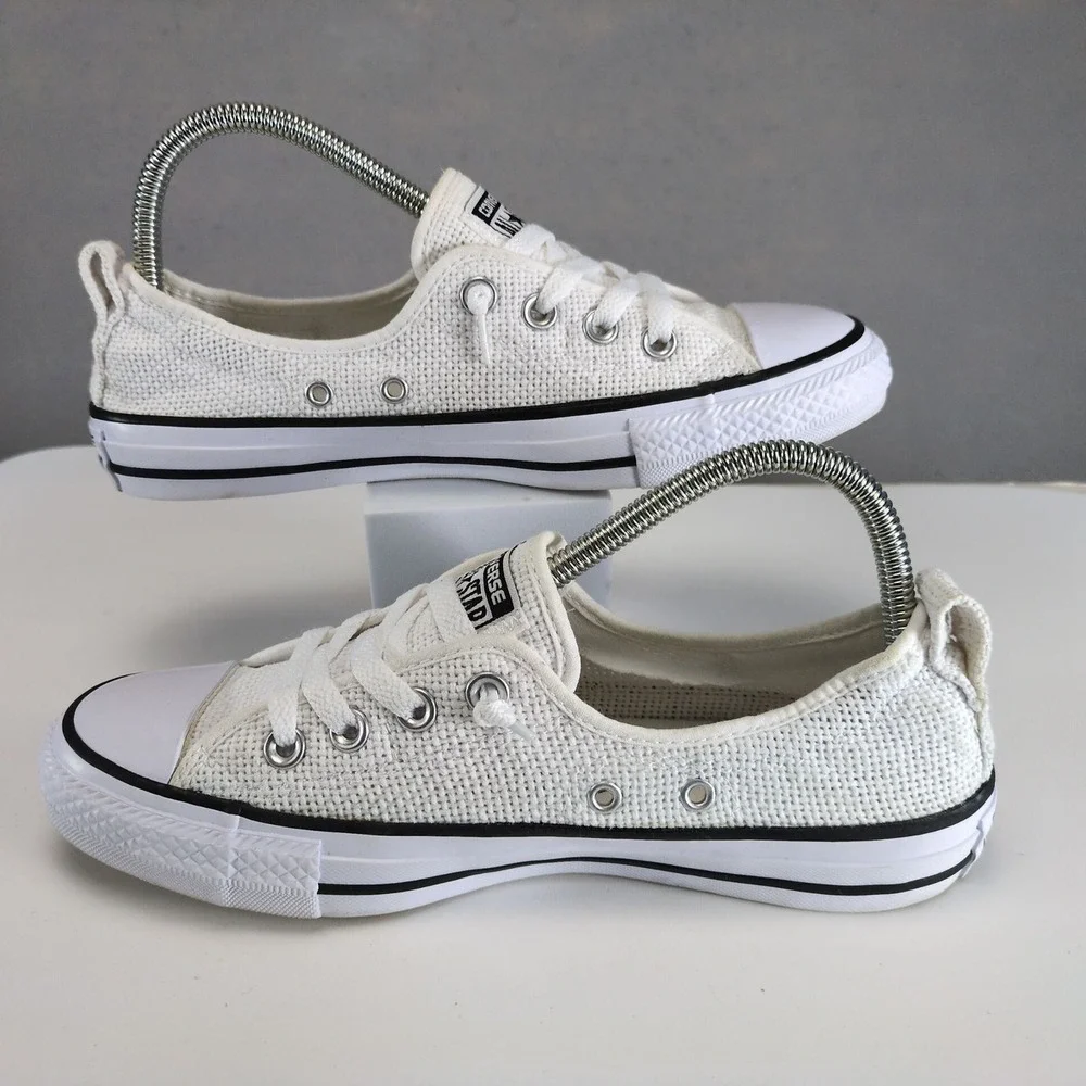 Converse All Star Shoreline Basketweave White Slip-On Sneakers Womens 8 Canvas